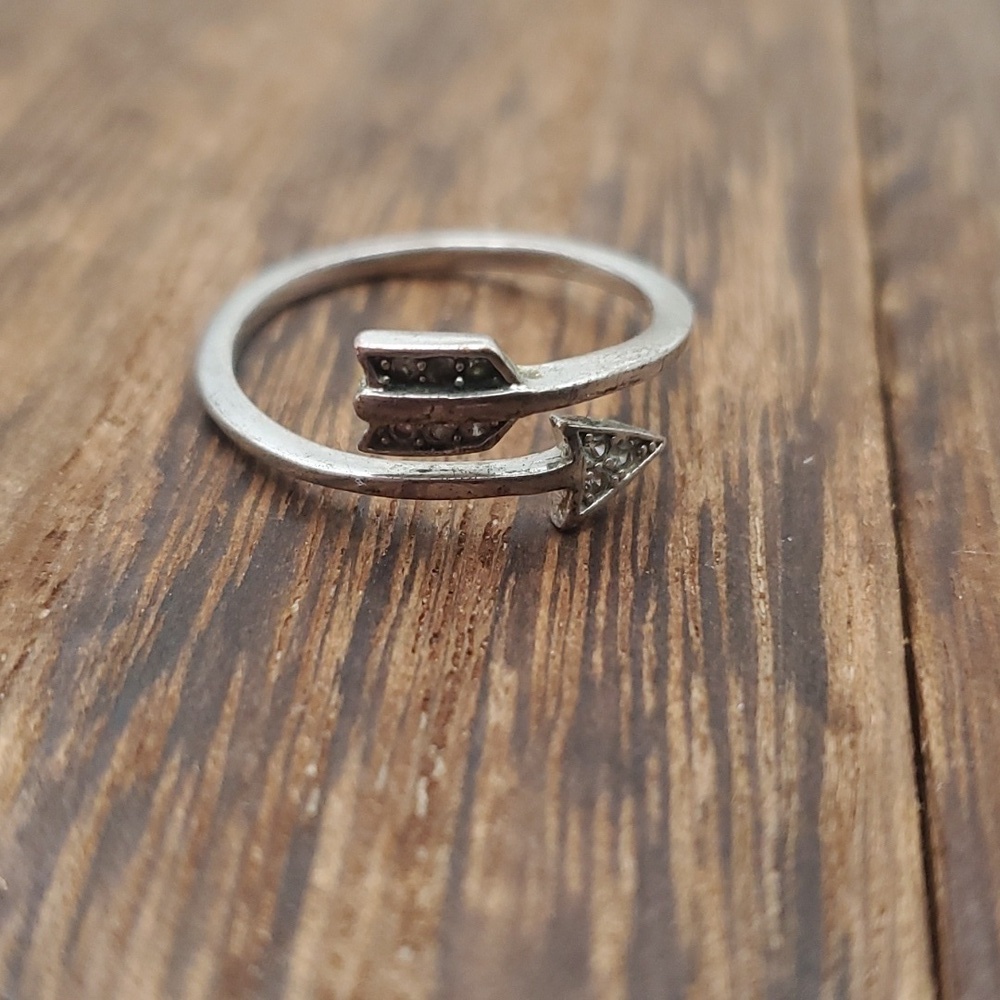 R229 Tiny diamonds S925 sterling arrow wrap ring adjustable band silver